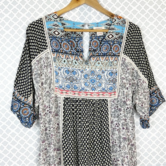 EUC Sundance Multi Patch Print Boho Peasant Dress - Picture 2 of 10